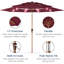  Parasol solaire à 3 niveaux à motif de grain de bois avec 24 lumières DEL inclinables - Bourgogne-121457161