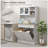 Kitchen Pantry Storage Cabinet With Charging Station, 2 Tilt Out Trash Cabinets And Microwave Stand, Freestanding Kitchen Hutch With Glass Doors And Adjustable Shelf-470075141