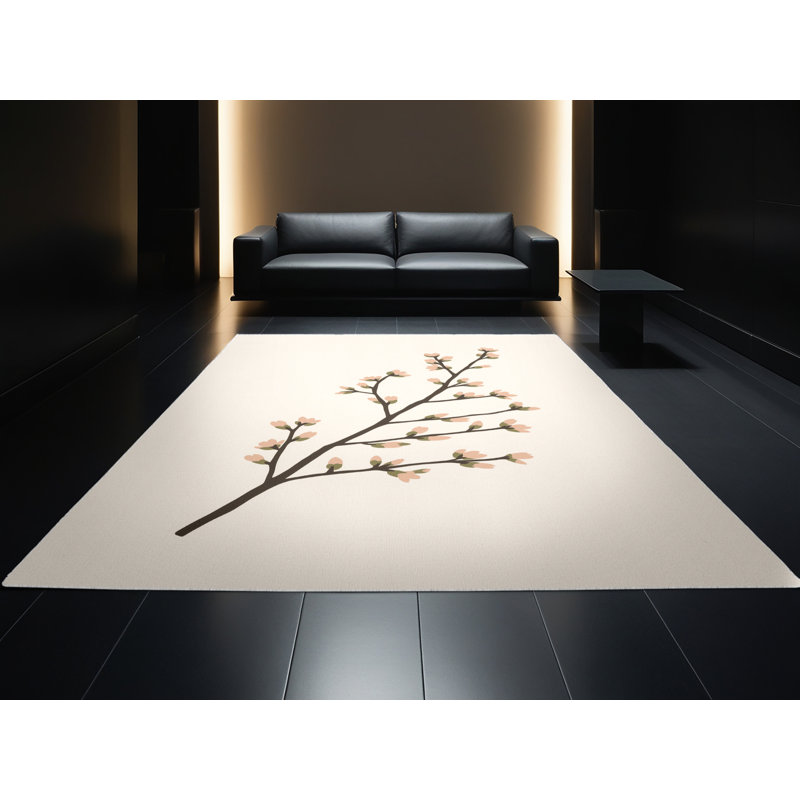 Tapis beige moderne et contemporain lavable à la machine Laverock, 5 x 7