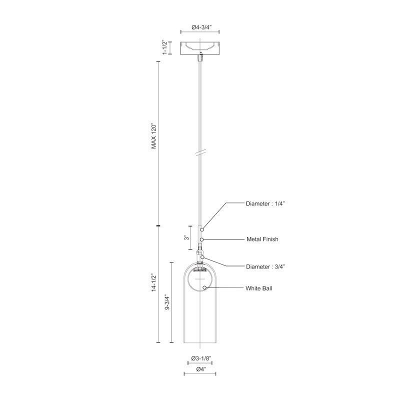 1 - Light LED Pendant, Black