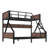 Twin XL over Queen Metal Bunk Bed with Storage Shelves & LED Lights, Space-Saving, Quiet, Black