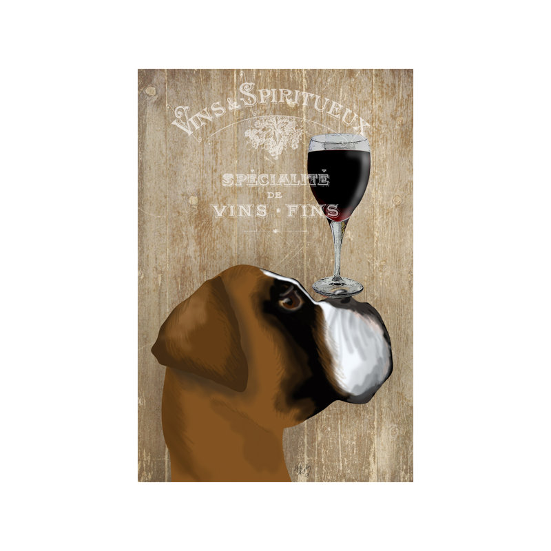 Dog Au Vine Boxer by Fab Funky - Print on Canvas, 66.04 cm H x 45.72 cm W x 1.91 cm D, No Frame
