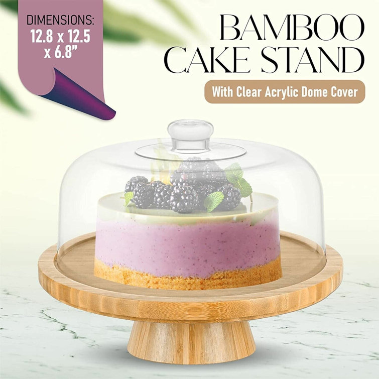 Homeries Bamboo Cake Stand With Clear Acrylic Dome Cover : Target