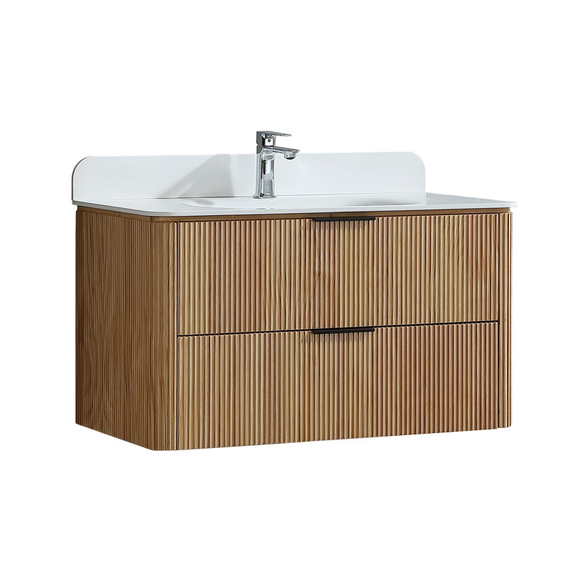 Ensemble de meuble-lavabo à simple cuve 48 "Voulis, Chêne, Noir, 48"