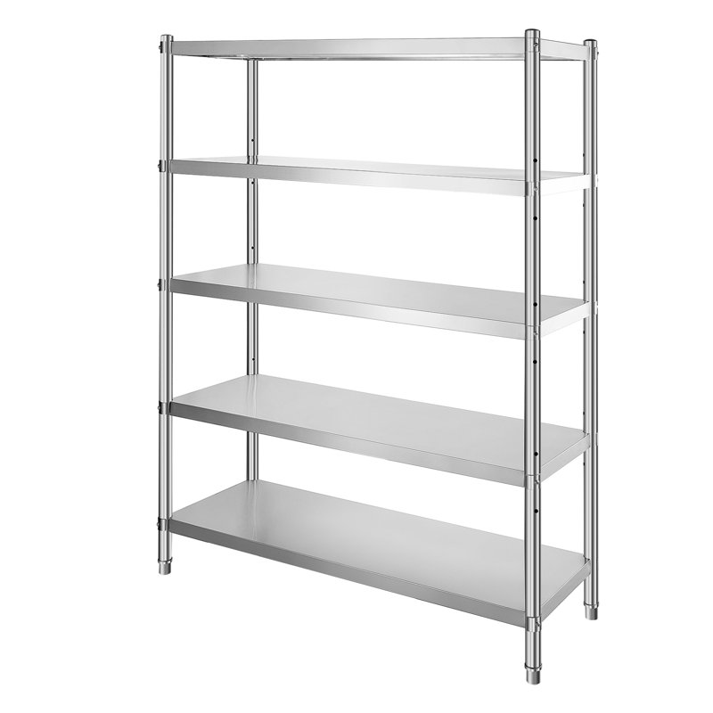 Étagère à 5 niveaux en acier inoxydable robuste - Support de rangement de cuisine commercial réglable avec tablettes ventilées, capacité de 330 lb