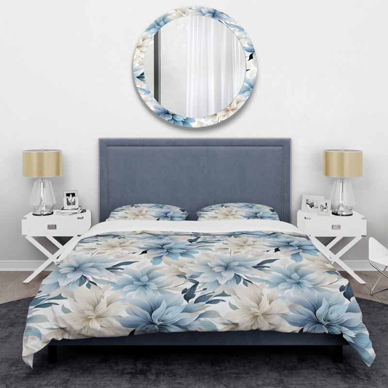 Ensemble de housse de couette Ethereal Neutrals I - Floral - microfibre de polyester
