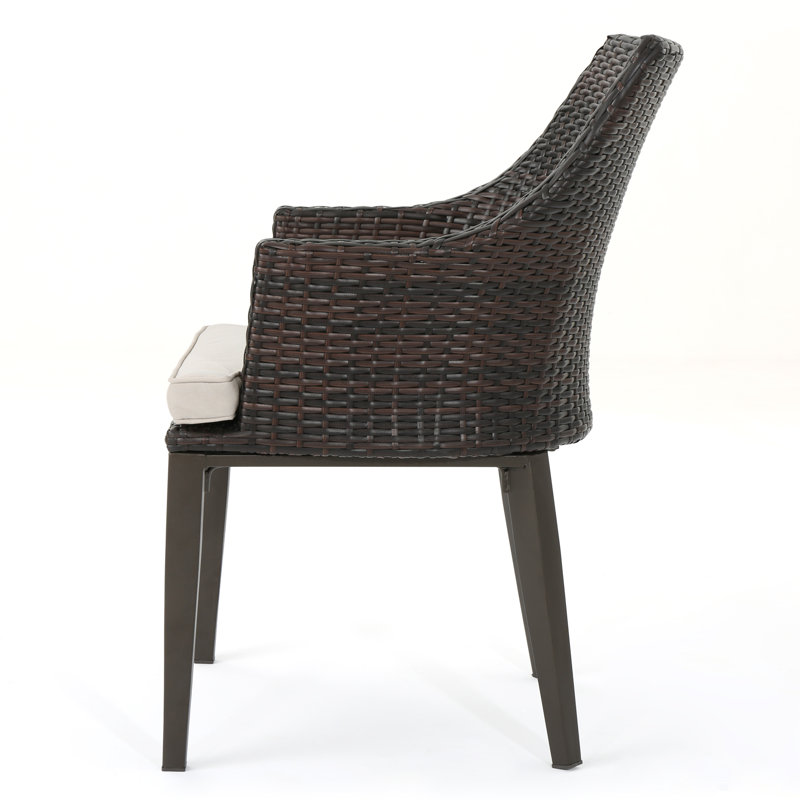 Chaises de patio avec coussins Beaumys, Structure brune / coussin beige