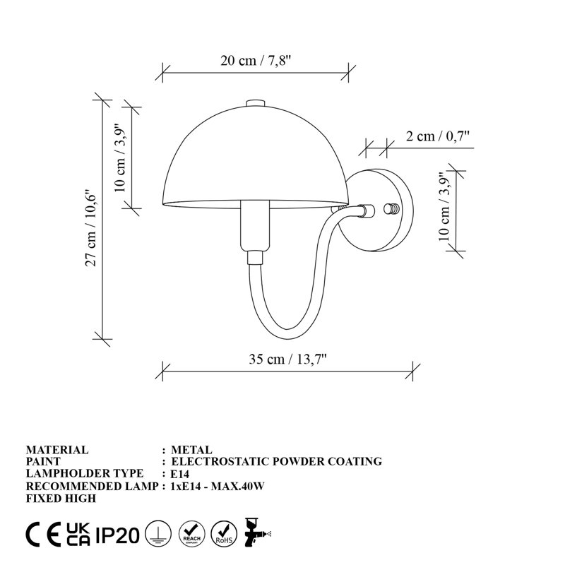 Lampe murale, Laiton