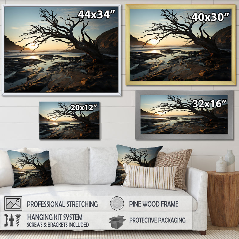 «Alixia Tree Beachside Harmony III», reproduction sur toile, H 24 po x l 32 po x P 1 po, Cadre naturel flottant