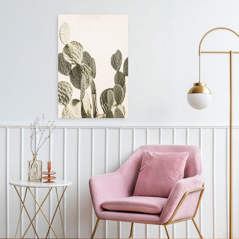 Art contemporain contemporain avec cactus, H 24 po x l 16 po