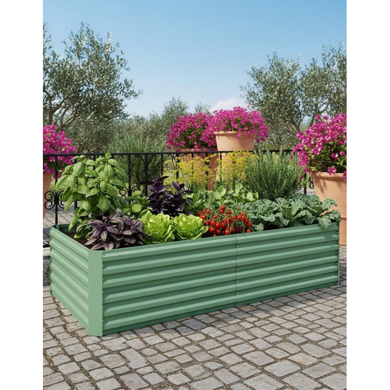 24" Tall Galvanized Raised Garden Bed, 24" H x 72" W x 36" D, 1, Green