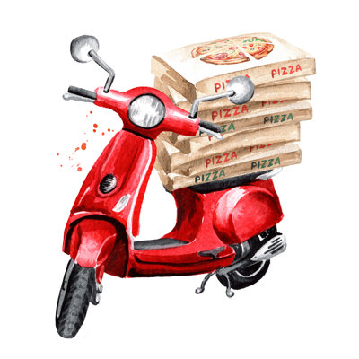 Red Moped Or Scooter by Daria Ustiugova - Wrapped Canvas Print