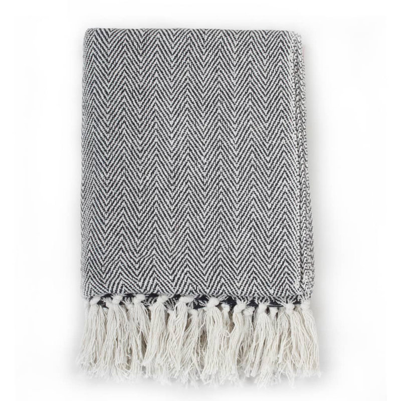 Asuncion Knitted Throw Blanket, Grey, 160 cm W x 210cm L