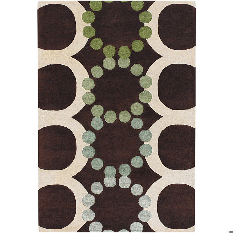 Avalisa Brown/White Area Rug, Rectangle 5' x 7'6", Blue/Brown/Cream/Green