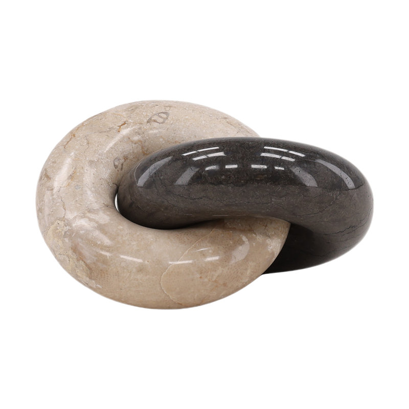 Maillon en marbre Dominique, crème et noir
