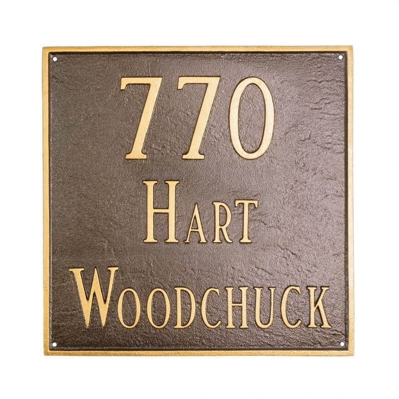 Classic 3-Line Wall Address Plaque, Hunter Green / Silver