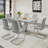 Kimara 7-Piece Modern 63" Rectangular Faux Marble Pedestal Dining Set-947337918-984882713