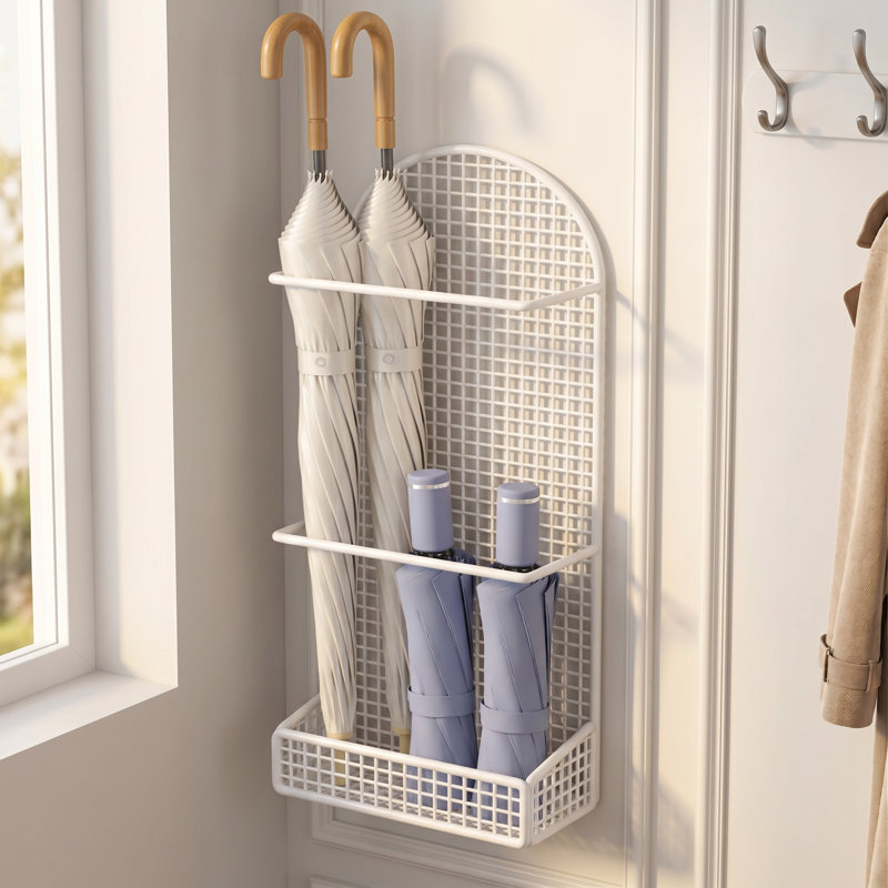 Wall-mounted umbrella stand, White