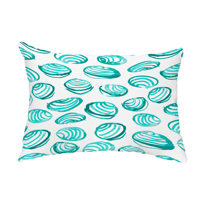 Geometric Outdoor Reversible Throw Pillow, Aqua