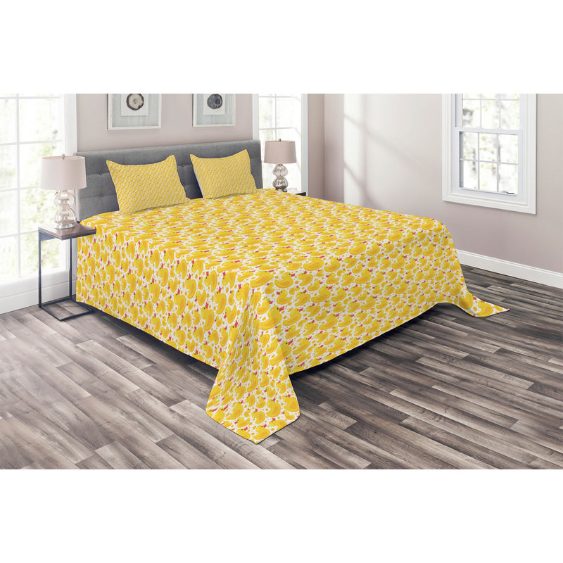 Farmhouse / Country Polyester Dots Coverlet, King Bedspread + 2 Shams, Dark Coral