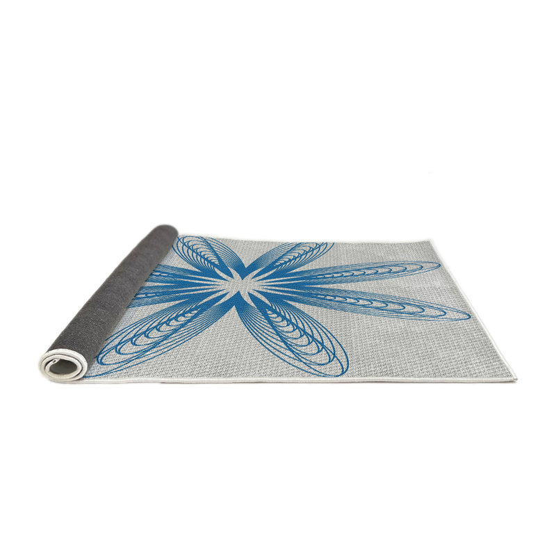Tapis de zone bleue à motifs, Rond 3 pi