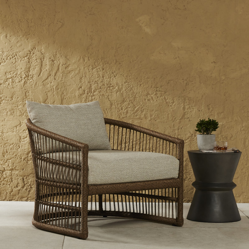 Montecito Outdoor Lounge Chair, Concha Fog Cushion/Black Frame