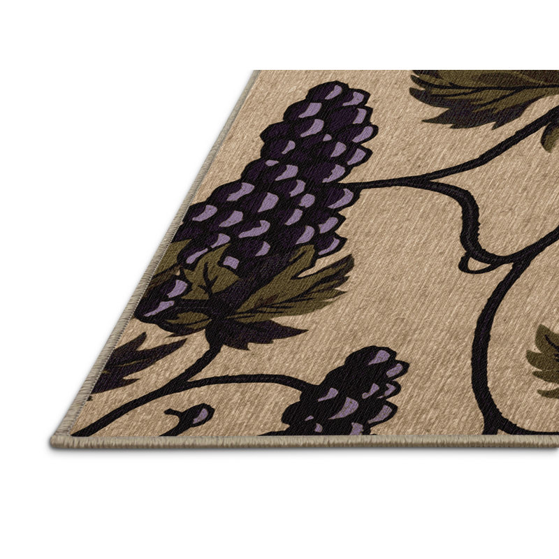 Washable Grape Concord Fruits Area Rug, Rectangle 6' x 9'