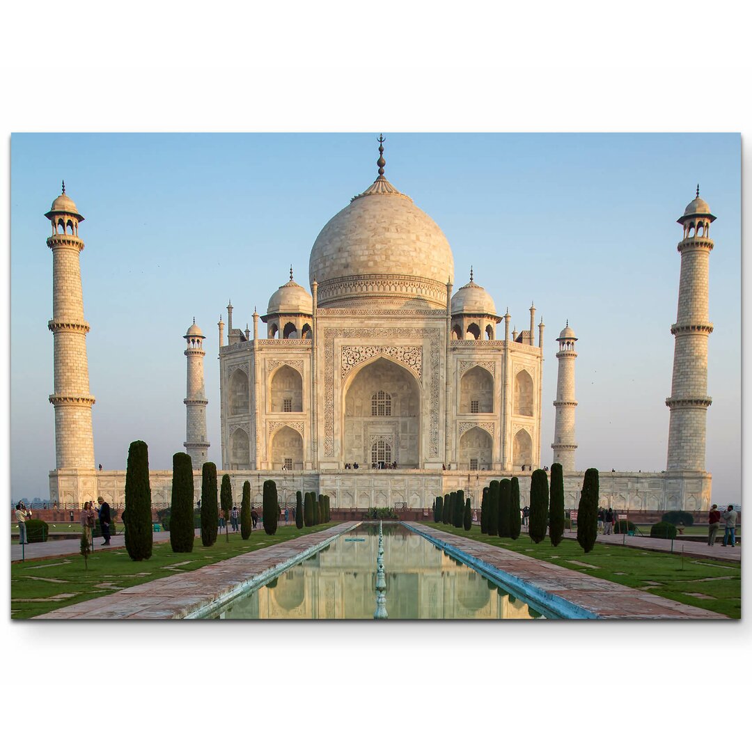 Leinwandbild Taj Mahal mit Spiegelung im Wasser