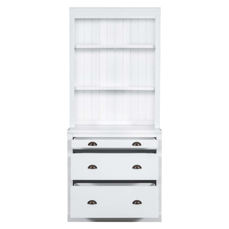 White Adjustable Corner Wood Bookcase Suite with LED Lighting