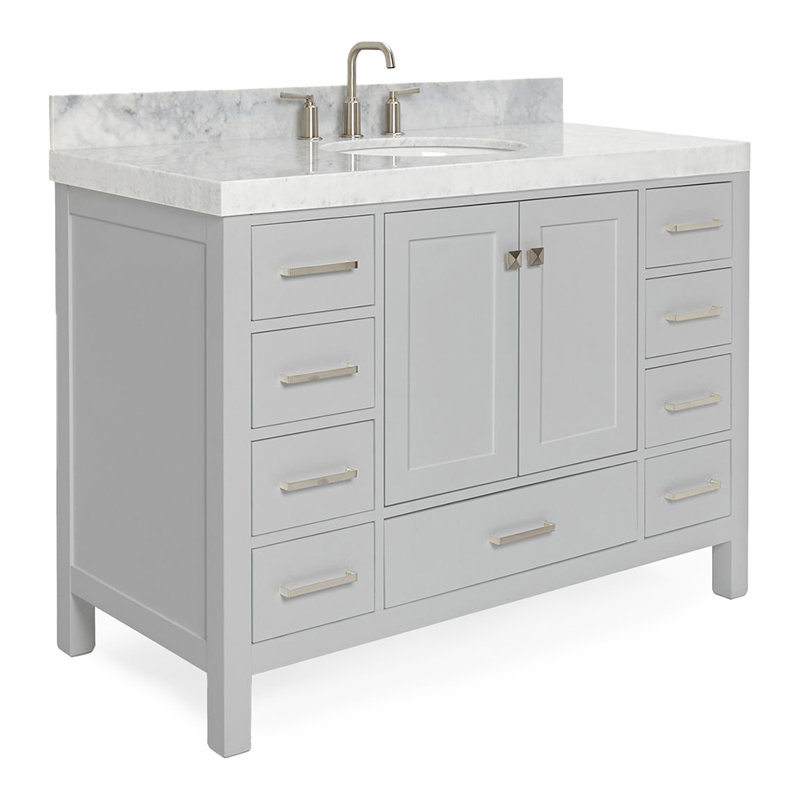 Cambridge Single Bathroom Vanity with Carrara Marble Top, Gray