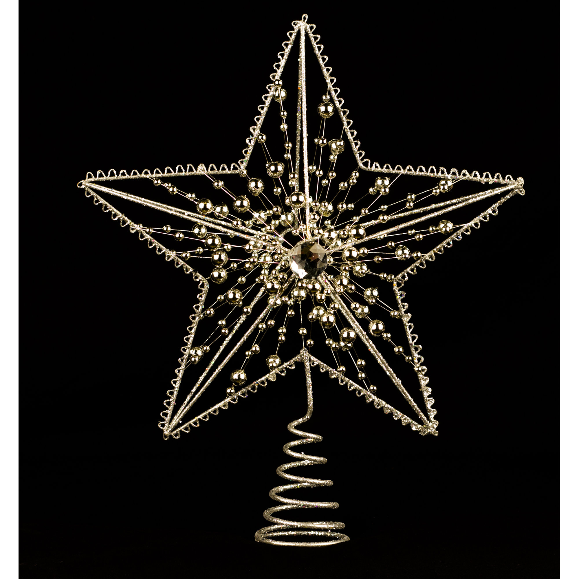 Jeweled Star Tree Topper, Silver