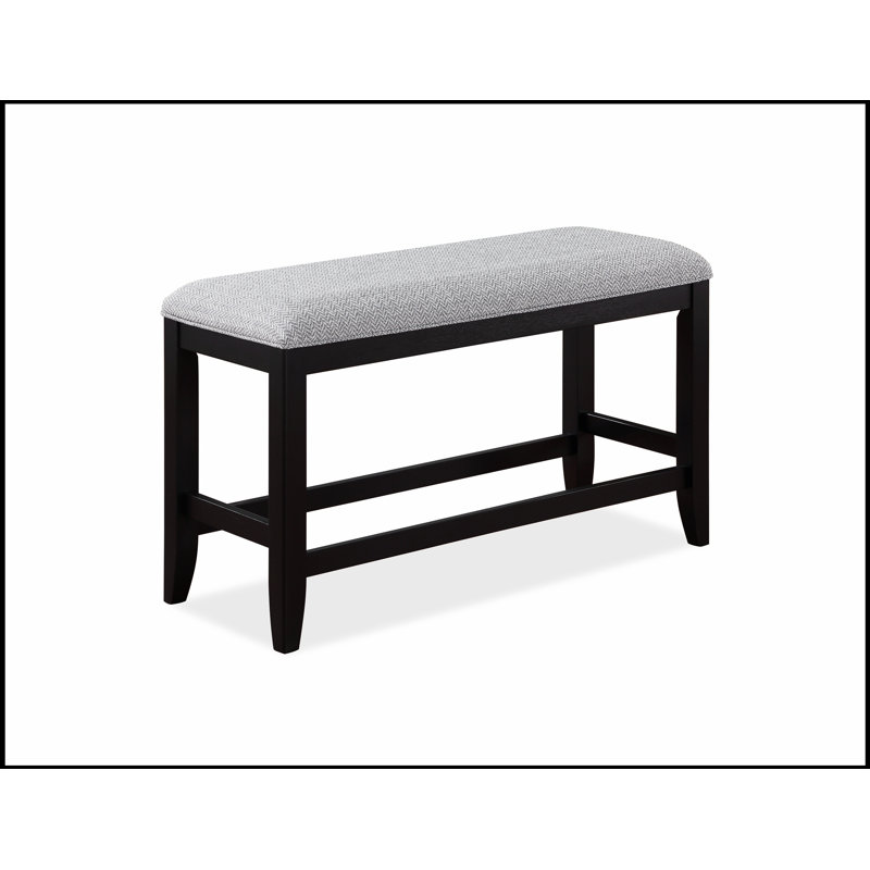 1Pc Transitional Dark  Finish Fabric Upholstered Counter-Height Dining Bench, Brown