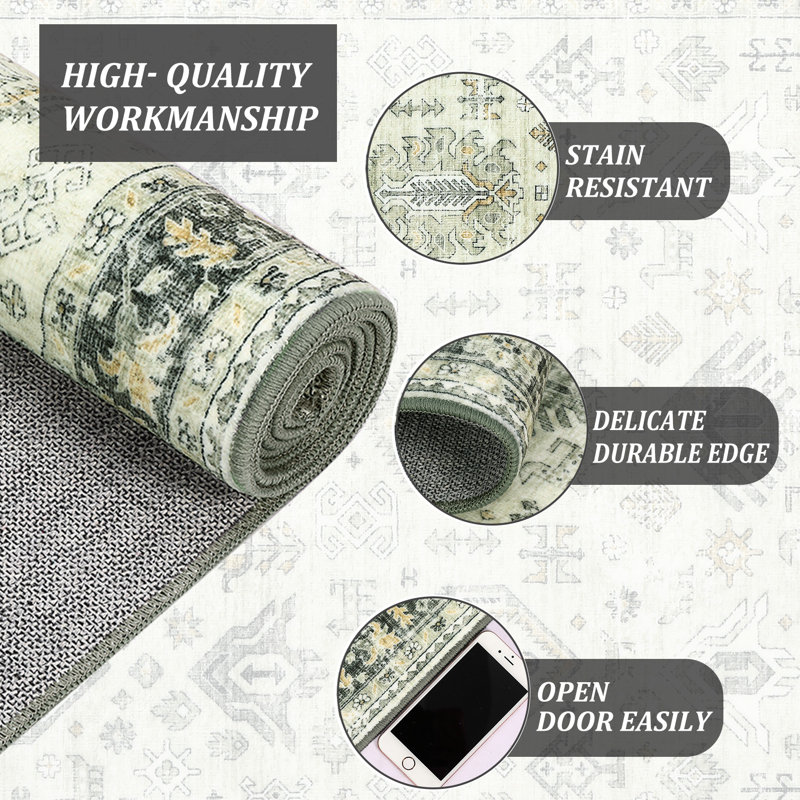 Tapis Dalhia avec envers antidérapant, Rectangle 2 pi x 3 pi