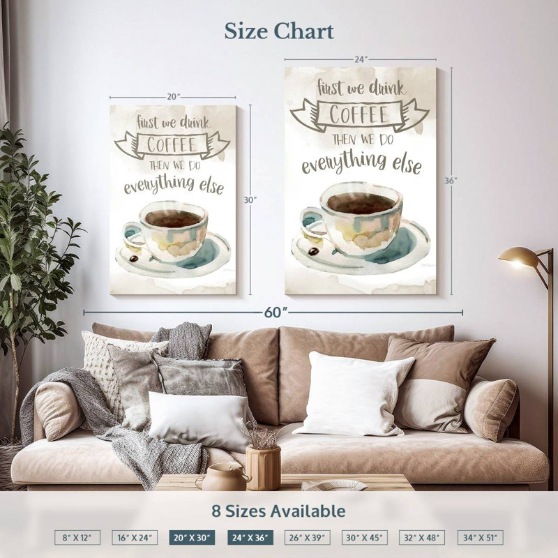 Tergel First We Drink Coffee, H 36 po x l 24 po