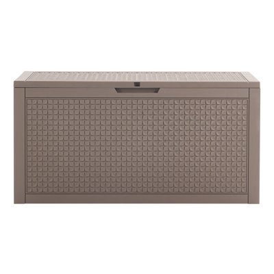 Outdoor Storage Box, 100 Gallon Resin Deck Box, Backyard Outside Toy and Towel Storage Cabinet Waterproof, for Patio Furniture Cushions, Garden Tools, Pool Supplies & Package Delivery (Grey)