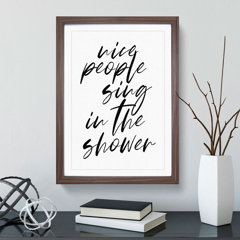 Sing In The Shower - Single Picture Frame Print on Wood, Walnut Framed, 36cm H x 27cm W x 2cm D