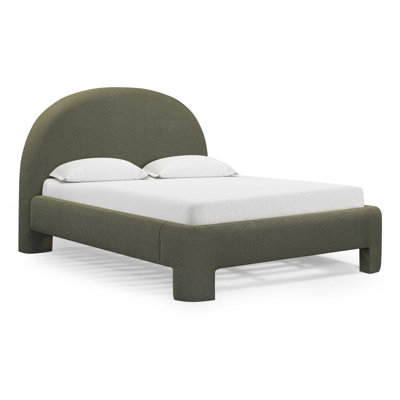 Orphea Kale Green Boucle Queen Bed