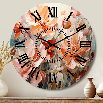 Horloge murale Coral Petal Symphony I - Abstract Botanicals