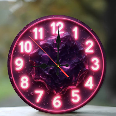 Neon Style Clock Face Crystal Center