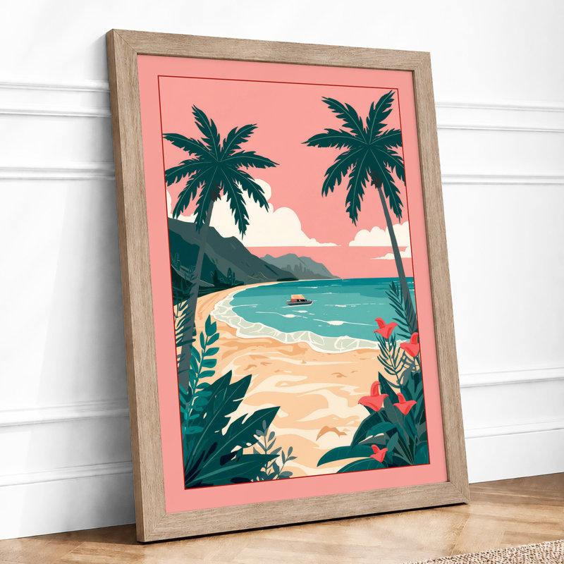 Beach Paradise Tropical - Framed Print, A3 - 42.0 x 29.7 cm, Oak
