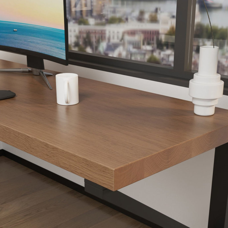 Solid Wood L-Shaped Desk with Integrated Bookshelf, 82.68" H x 62.99" W x 47.24" D