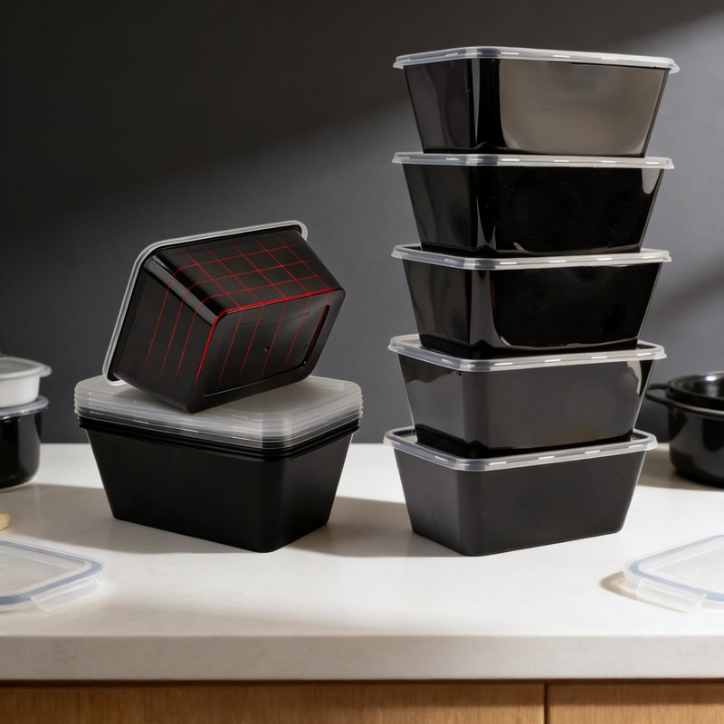 Paquet de 50 contenants de préparation de repas avec couvercles, contenants réutilisables sans BPA de 34 oz / 1000 ml, allant au micro-ondes, au congélateur et au lave-vaisselle, contenants jetables empilables à l'épreuve des fuites