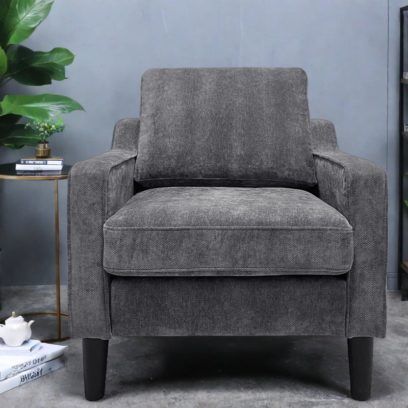 Fauteuil d'appoint confortable en chenille avec pieds en bois durables pour la maison