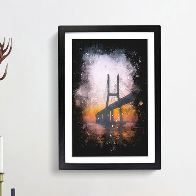Vasco Da Gama Bridge in Portugal Abstract - Framed Print