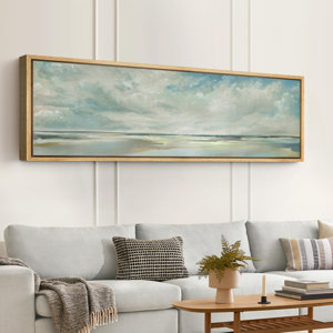 Clouds Soft Clouds And Blue Sky Over A Calm Sea Beach Framed On Canvas Print(damaged ) 