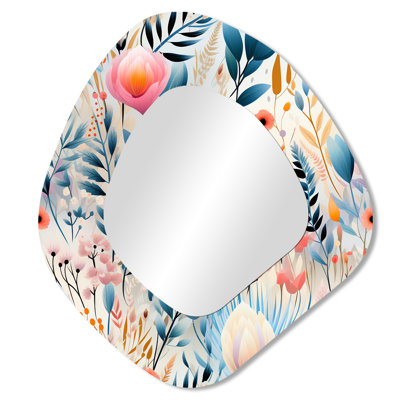 Motif fougère pastel bohémien II - miroir décoratif de forme unique floral