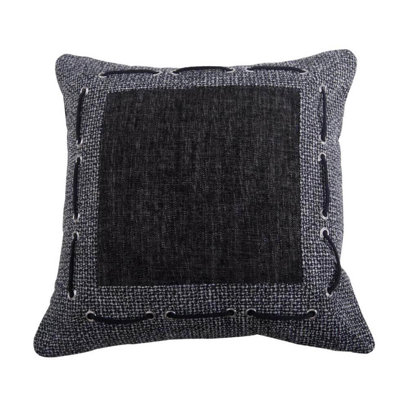 Hamilton Gray/Black Rope Design Traditional Urban Rustic 18x18 inch Throw Pillow