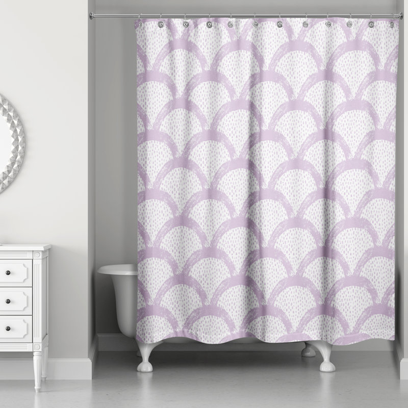 Rideau de douche simple géométrique Federick, Mauve