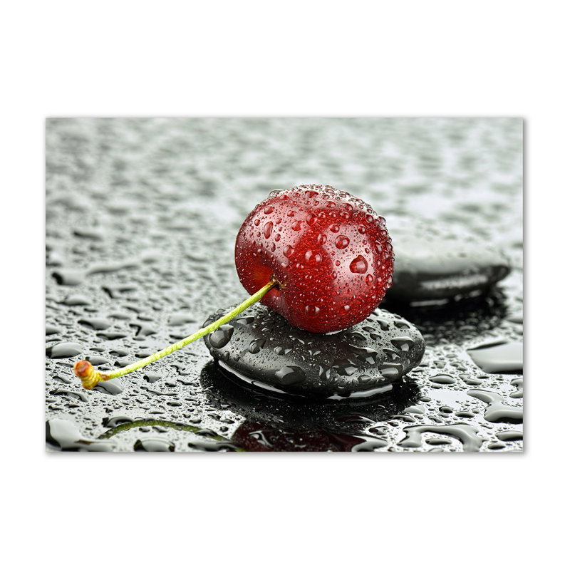 Cherry in the Rain 1 Piece Wrapped Canvas Wall Art