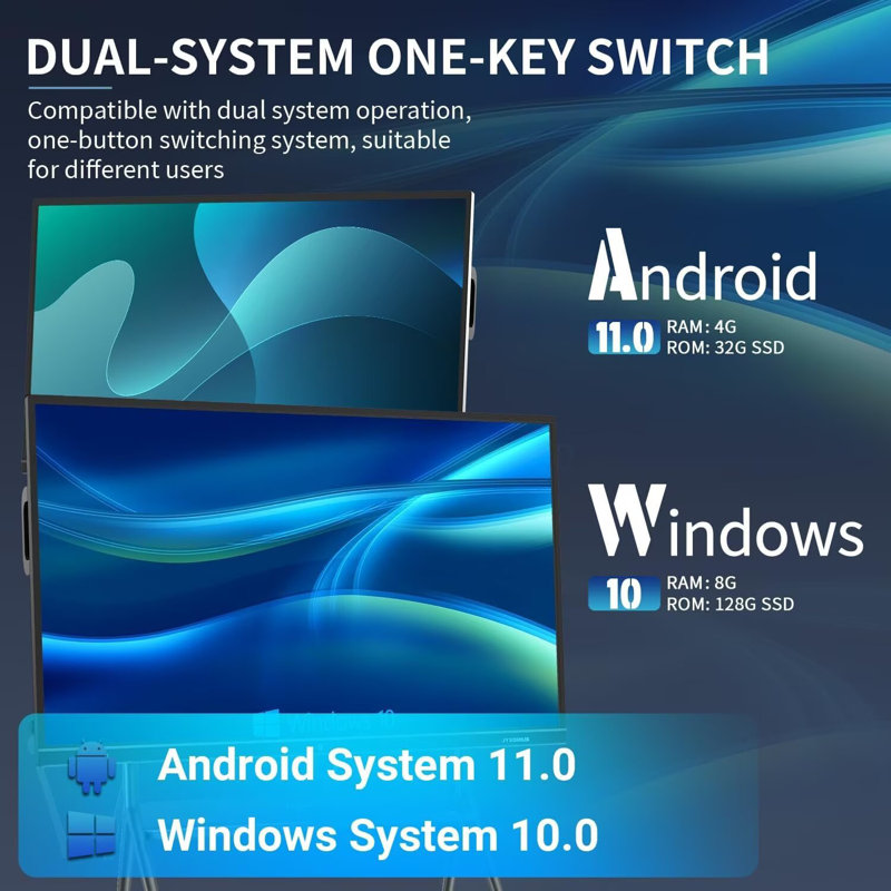 JYXCN Dual System Smart Display 75", 4K Collaboration, OPS PC Module